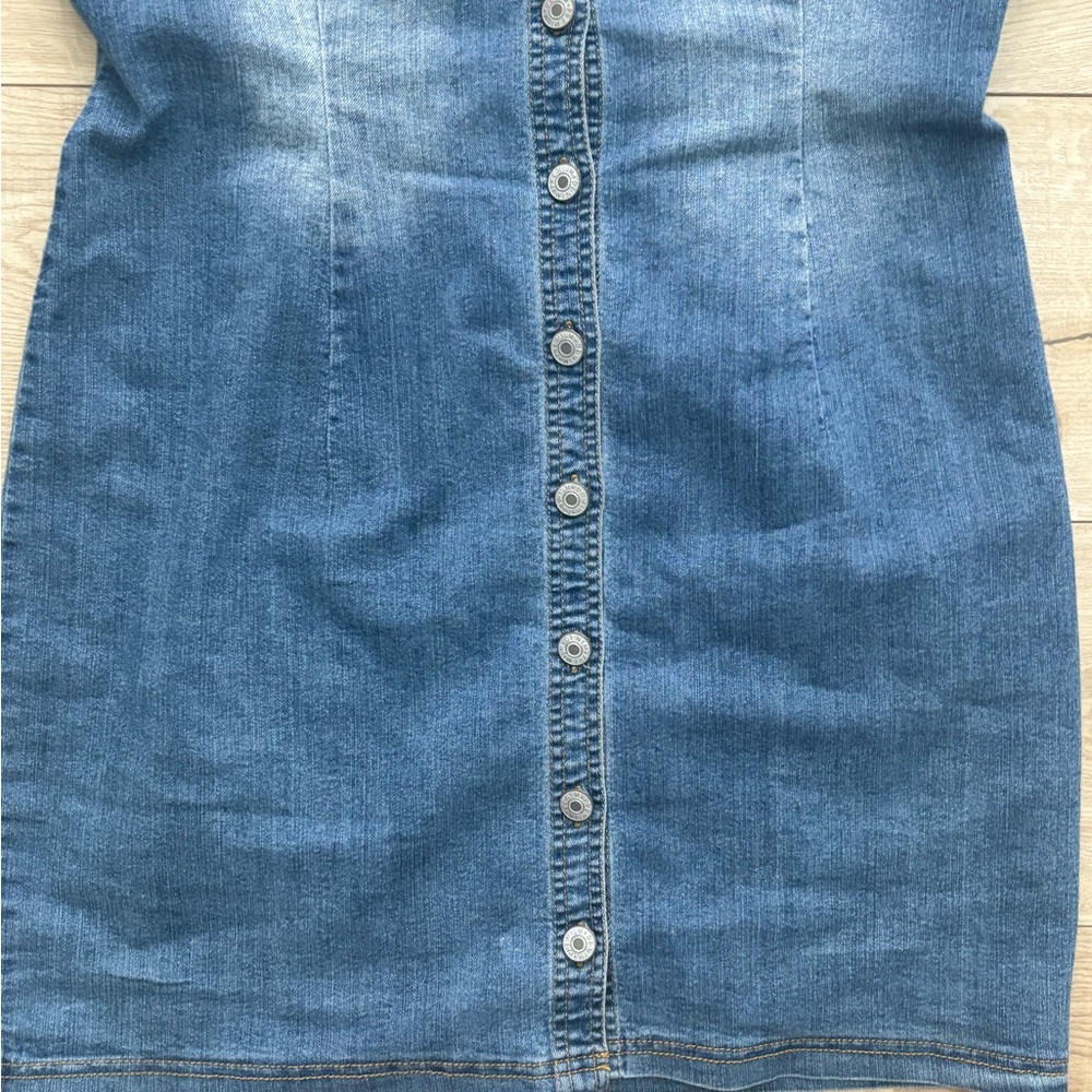 Western Sleeveless Denim Button-Up Dress Jean Size L Rodeo Love Tree Y2K Cowgirl - Picture 5 of 9
